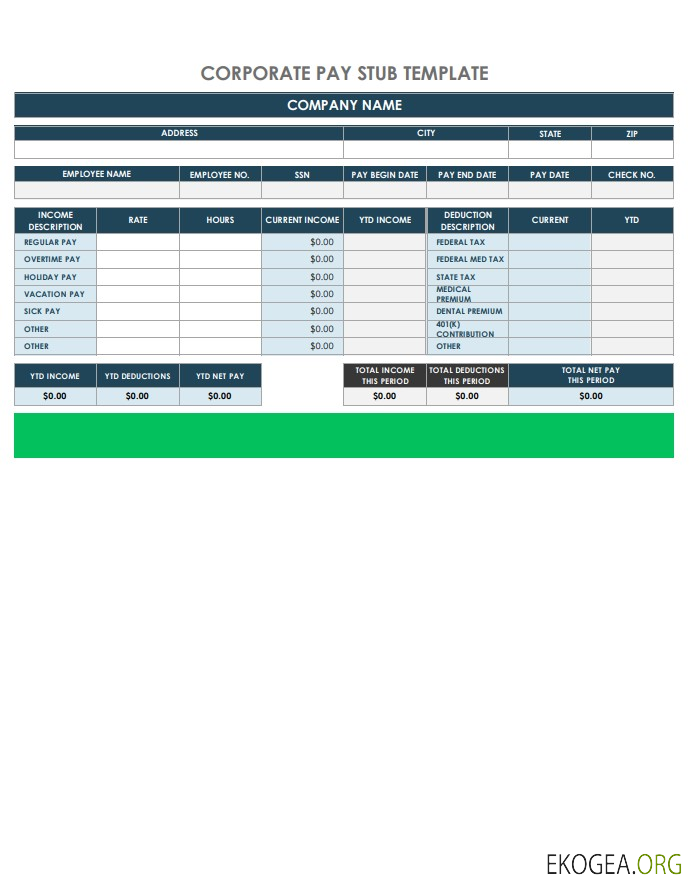 Modèle de bulletin de paie d'entreprise